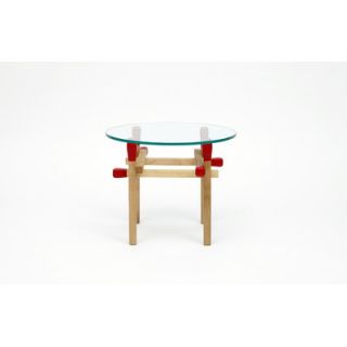 ARTLESS Round Matchstick Table A MS Finish Solid Maple dipped in Red