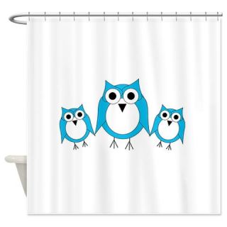  Blue and White Owls Shower Curtain  Use code FREECART at Checkout