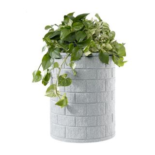 Self Watering 25 Gallon Round Earth Planter   Large Brick White Marble   95116