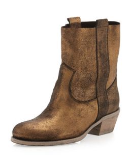 Groove Metallic Ankle Boot, Gold/Black