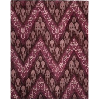 Handmade Ikat Dark Brown/ Purple Wool Rug (8 X 10)