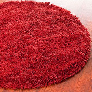 Hand woven Bliss Rusty Red Shag Rug (6 Round)