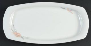 Nikko Peachglow Large Sandwich Tray, Fine China Dinnerware   Quadrille,Peach Flo