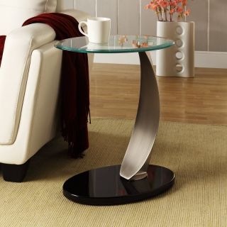 Homelegance Oval Shaped Tempered Glass Top End Table Multicolor   980L230W(3A)
