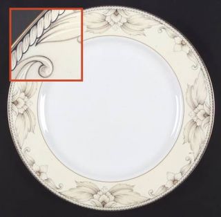 Nikko Rapture Dinner Plate, Fine China Dinnerware   Bone, Cream Rim With Flowers
