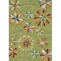 Hand hooked Coventry Green Floral Rug (36 X 56)