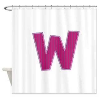  Initial W with Pink/Purple Stripes Shower Curtain  Use code FREECART at Checkout