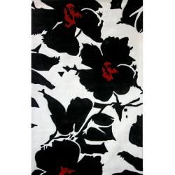 Nuloom Handmade Pino Black/ White Floral Fantasy Rug (36 X 56)