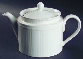 Villeroy & Boch Cellini Teapot & Lid, Fine China Dinnerware   All White,Embossed