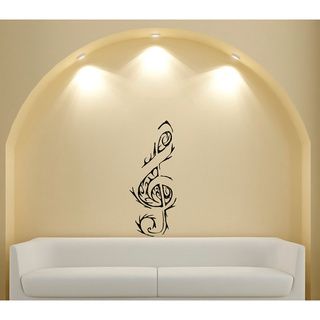 Tribal Treble Clef Musical Black Vinyl Wall Decal (Glossy blackMaterials VinylQuantity One (1) decalSetting IndoorDimensions 25 inches wide x 35 inches long )