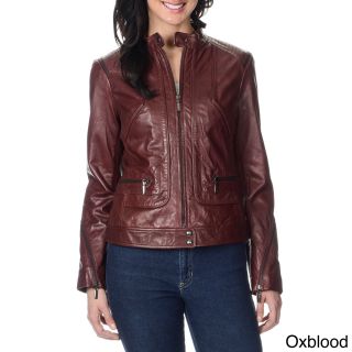 Bernardo Womens Leather Zipper Trim Jacket