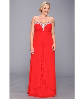 Faviana Plus Size Beaded Sweetheart Strapless Chiffon Gown 9324 Womens Dress (Red)