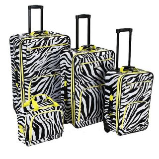 Rockland Deluxe Lime Zebra 4 piece Expandable Luggage Set