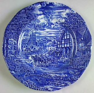Wedgwood Dickens Coaching Days Blue Dinner Plate, Fine China Dinnerware   Blue S