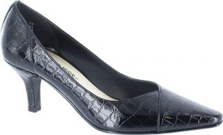 Womens Easy Street Chiffon   Black Patent Croco Mid Heel Shoes