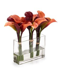 Faux Floral Cala Lily Water Garden, Rust
