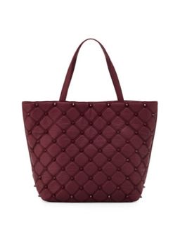 Empress Stud Quilted Faux Leather Tote Bag, Berry