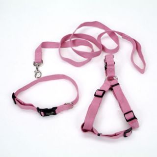 New Earth 3 Piece Soy Dog Leash, Harness and Collar Bundle in Pink, 1 Width