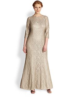 Kay Unger, Sizes 14 24 Lace Gown   Mocha