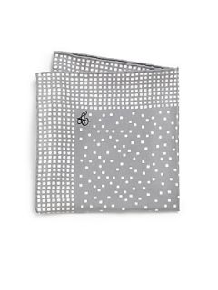 Canali Dot Print Silk Pocket Square   Grey