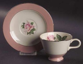 Lifetime Pink Rose Footed Cup & Saucer Set, Fine China Dinnerware   Rose In Cent