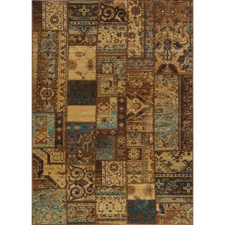 Hand sheared Patchwork Brown Wool Rug (53 X 79)