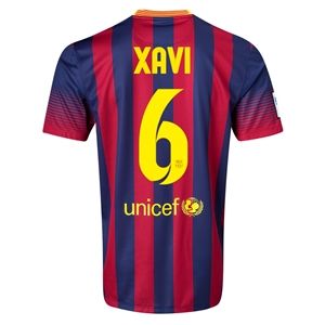 Nike Barcelona 13/14 XAVI Home Soccer Jersey