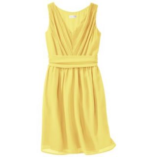 TEVOLIO Womens Plus Size Chiffon V Neck Pleated Dress   Sassy Yellow   20W