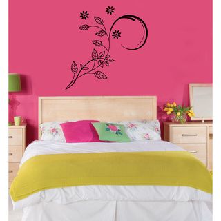 Floral Pattern With Curves Vinyl Wall Decal (Glossy blackEasy to applyDimensions 25 inches wide x 35 inches long )