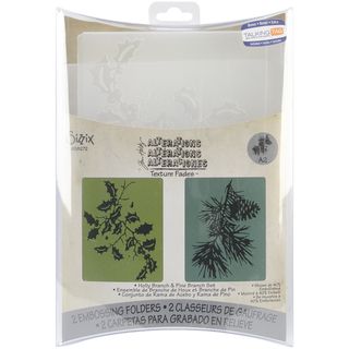 Sizzix Texture Fades Embossing Folders By Tim Holtz 2/pkg holly Branch and Pine Branch