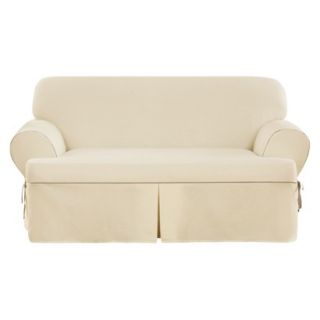 Sure Fit Corded Canvas T  Sofa Slipcover   Natural
