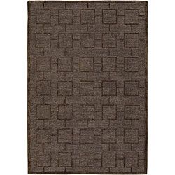 Hand tufted Mandara Patterned Brown New Zealand Wool Rug (79 Round)