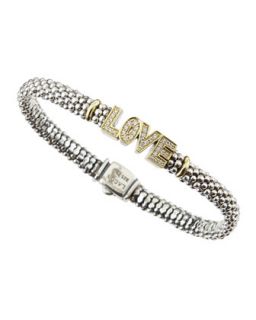 Sterling Silver & 18K Gold Love Diamond Rope Bracelet