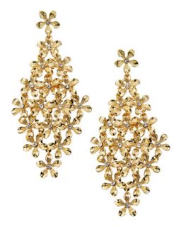 Golden Rhinestone Flower Earrings