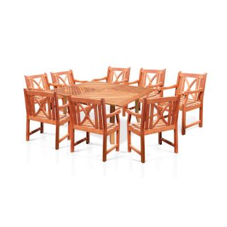 Crossback 60 in. Square Table and Chairs Dining Set   Seats 8 Multicolor  