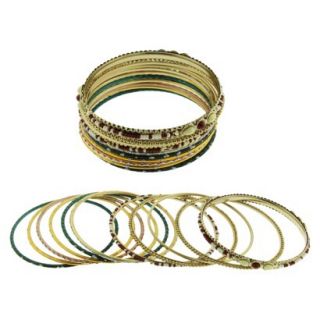 Womens Bangle Set of 11   Gold/Silver/Brown