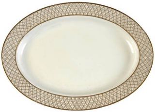 Fitz & Floyd Dynasty 14 Oval Serving Platter, Fine China Dinnerware   Gold Cros
