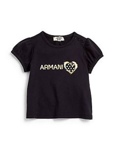 Armani Junior Infants Logo Heart Tee   Navy