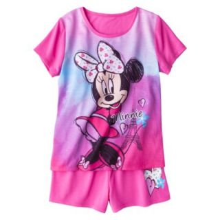 Disney Minnie Mouse Girls 2 Piece Pajama Set   Pink XS