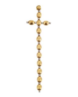 18 Karat Brushed Gold & Diamond Cross Pendant