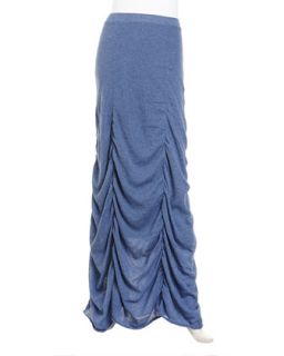 Romance Ruched Pleated Maxi Skirt, Jean