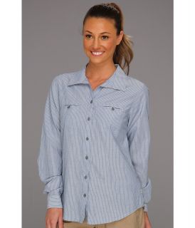 Horny Toad Sun Stripe L/S Shirt Womens Long Sleeve Button Up (Navy)