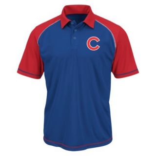 MLB Mens Chicago Cubs Synthetic Polo T Shirt   Blue/Red (L)