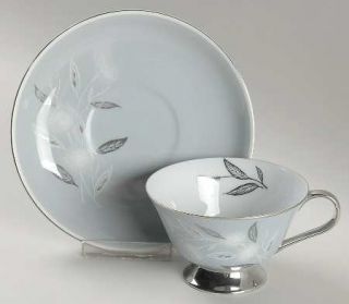 Deville Sapphire Footed Cup & Saucer Set, Fine China Dinnerware   White Flowers,