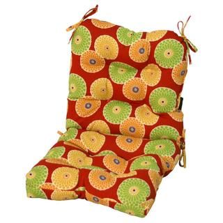 Red Floral Outdoor Seat/ Back Chair Cushion