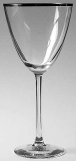 Mikasa Classic Platinum Water Goblet   Clear With Thick Platinum Band Edge