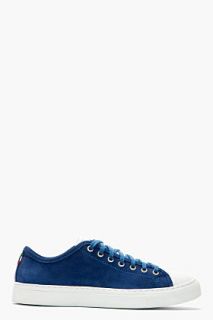 Diemme Blue And White Suede Veneto Low Sneakers