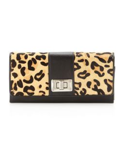 Leopard Calf Hair Flap Wallet
