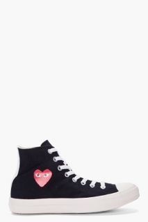 Comme Des Garons Play Black High_top Canvas Sneakers