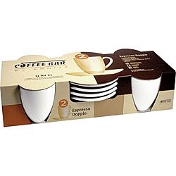 Konitz Coffee Bar Espresso Doppio 3 oz White Cups/ Saucers (set Of 4)